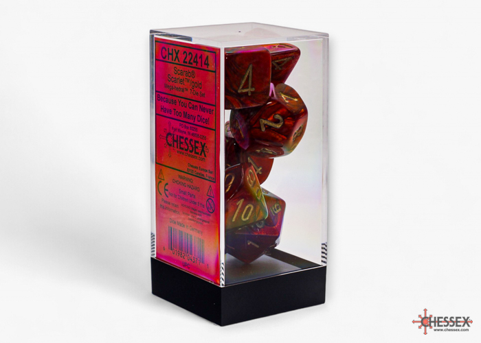 Chessex - Mega-Hedral Scarab Scarlet/Gold 7-Die Set in case