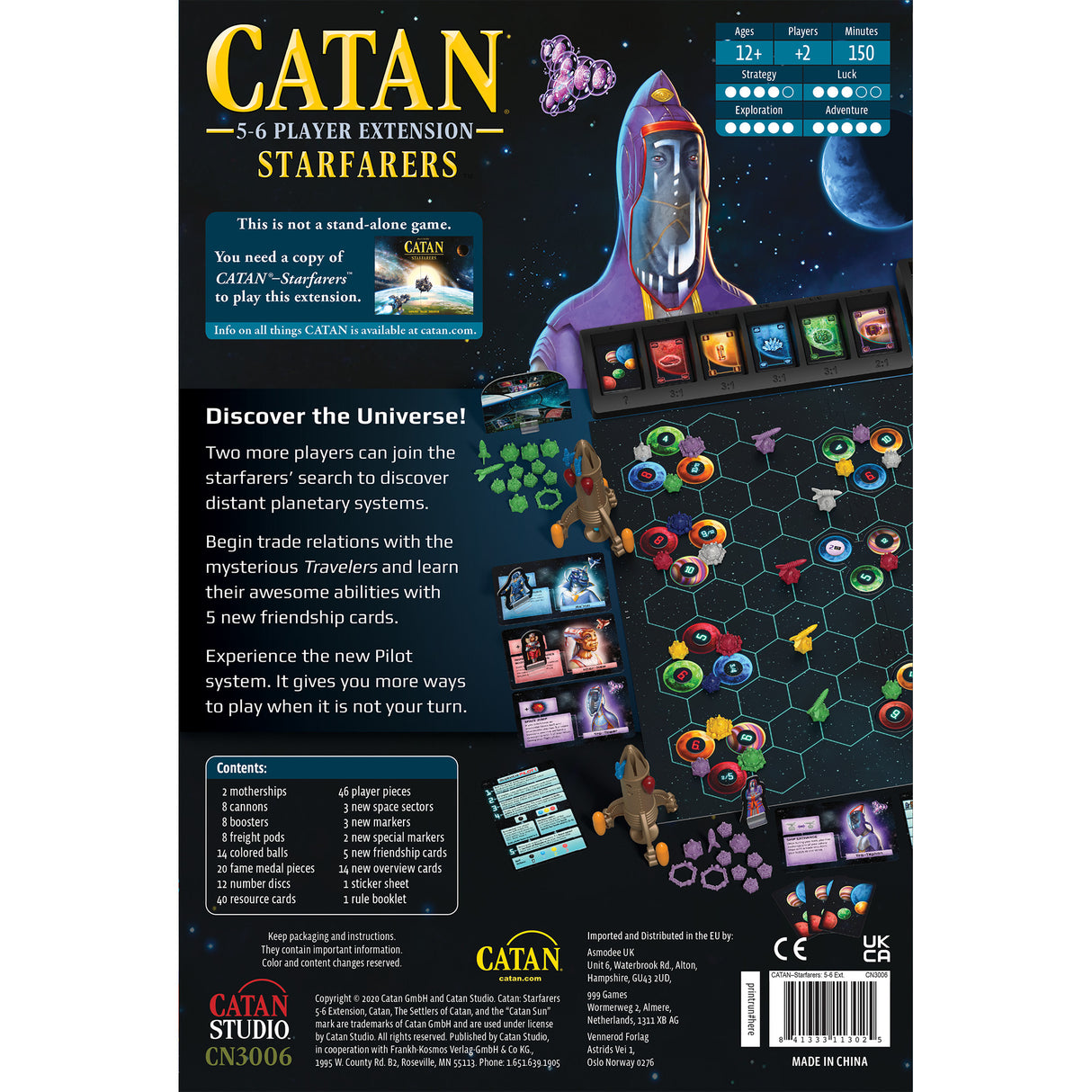 Catan: Starfarers 5-6 Player Expansion additional player pieces and cards
