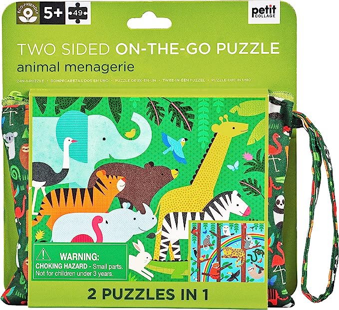 Animal Menagerie Two-Sided on the go Puzzle 49 piece