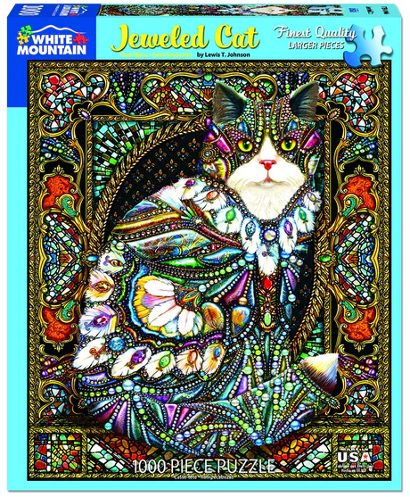 Jeweled Cat - 1000 Piece Jigsaw Puzzle White Mountain