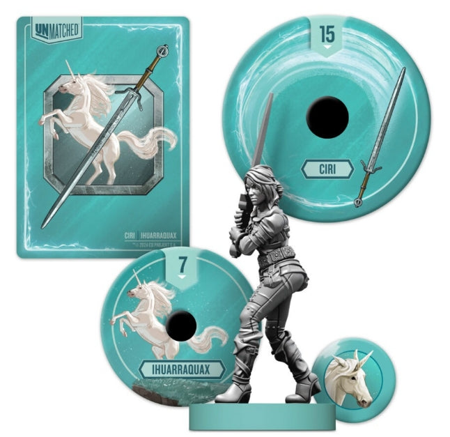 Unmatched: Witcher: Steel and Silver character miniatures and cards