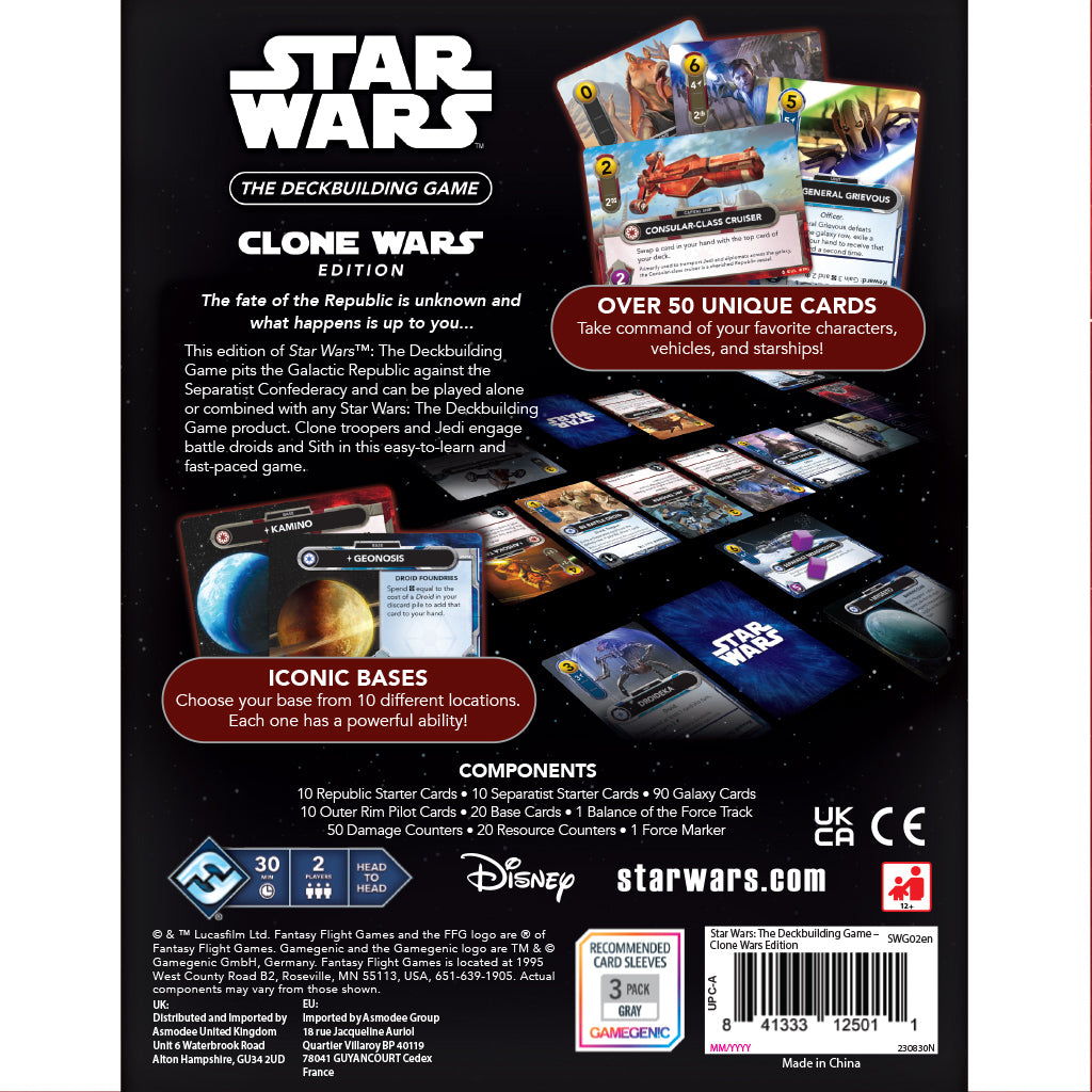 Star Wars The Deckbuilding Game - Clone Wars board game cards and components