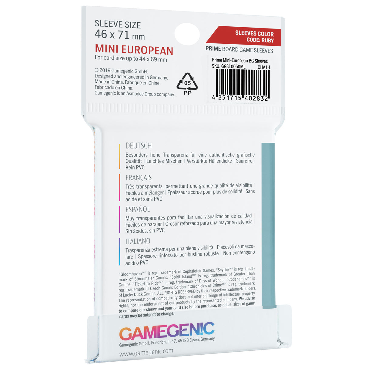 Gamegenic: Sleeve Prime Mini European code: Ruby
