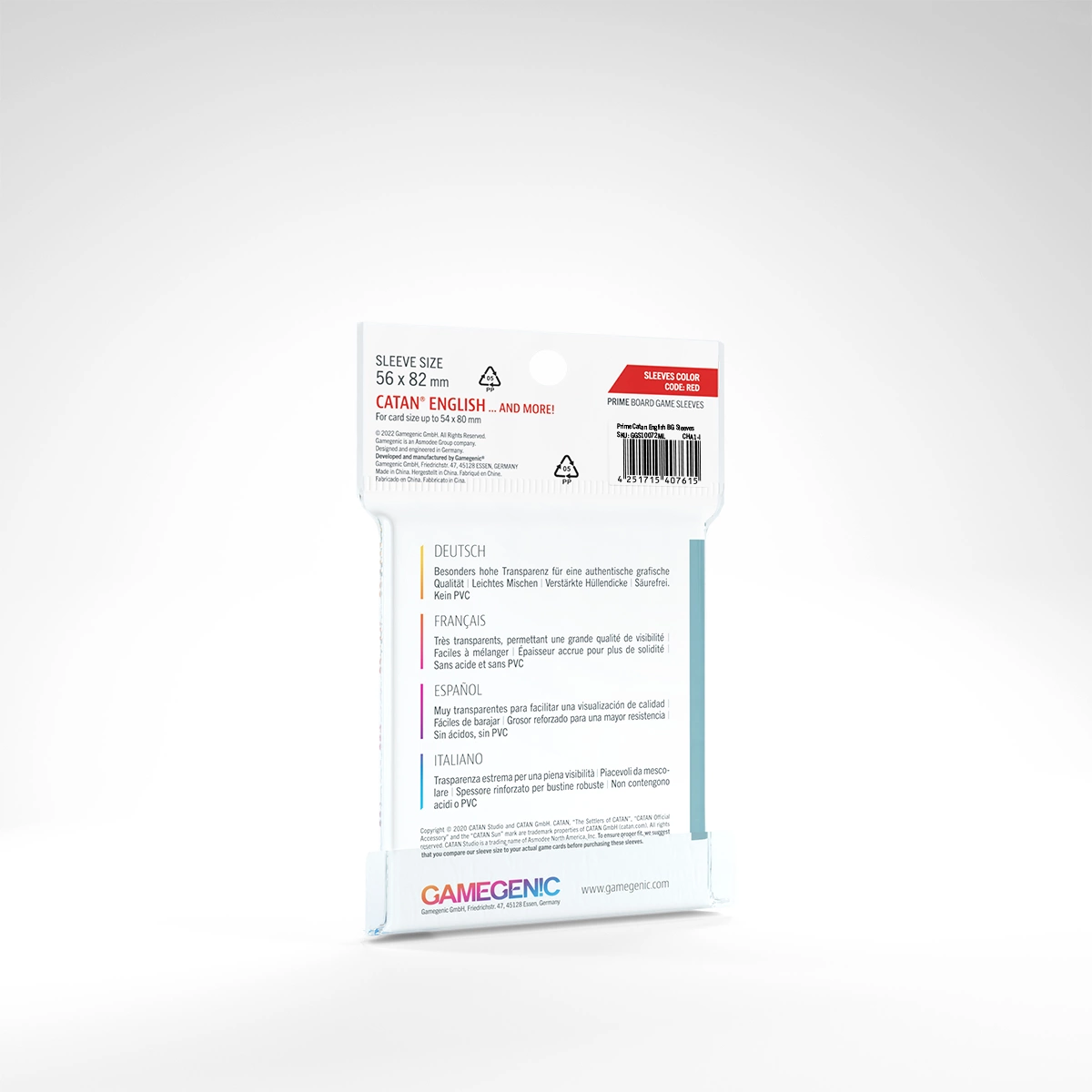 Gamegenic: Prime Sleeves Catan (56 x 82 mm) code: Red