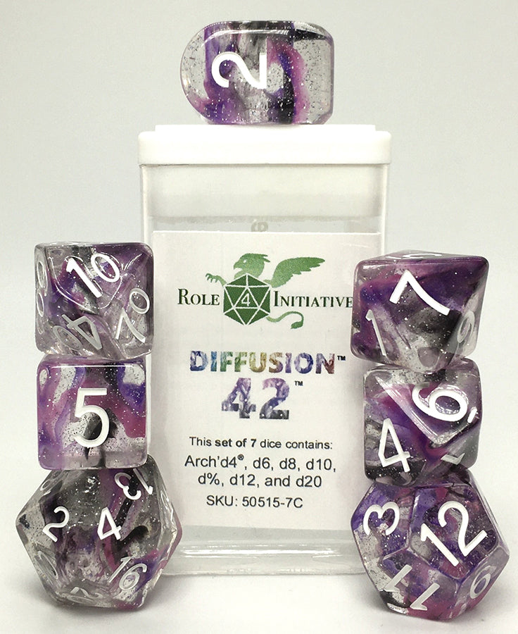 Polyhedral Dice: Diffusion Forty-two- set of 7 | Elderwoods