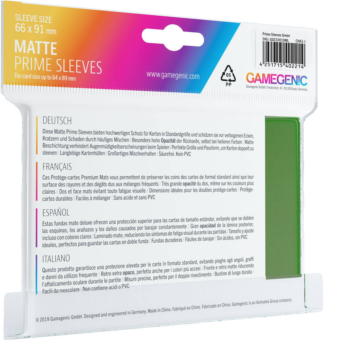 Gamegenic: Matte Prime Sleeves Green