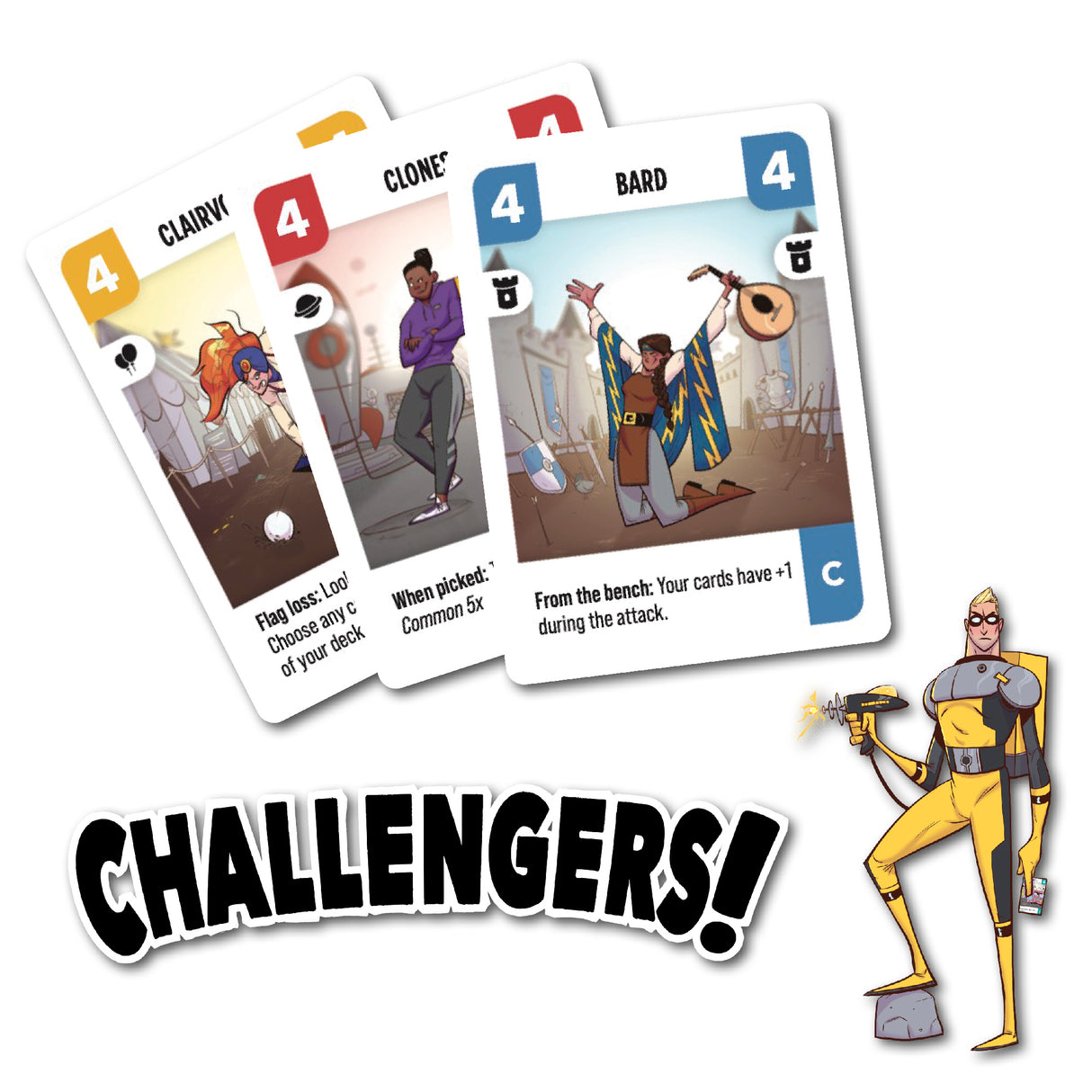 Challengers board game cards and components