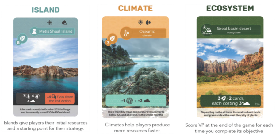 Earth gameplay setup with tableau building and nature conservation mechanics