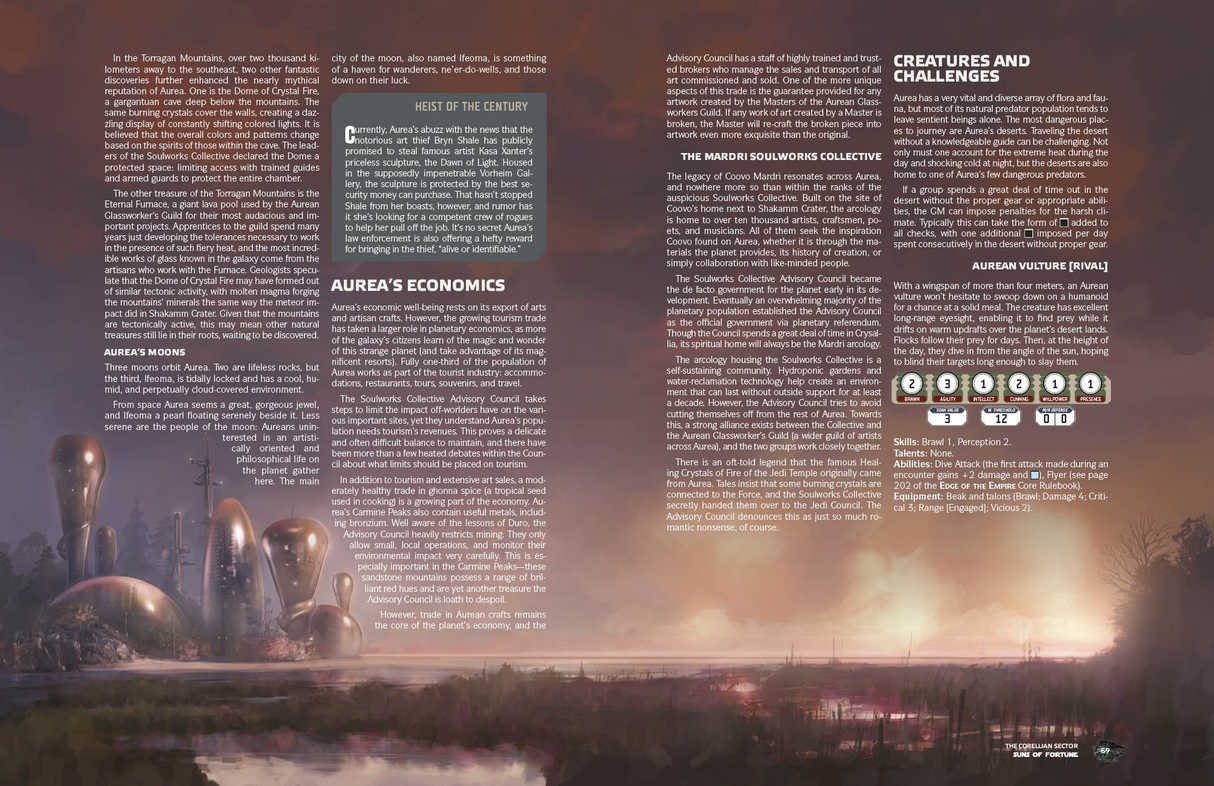 Star Wars - Edge of the Empire RPG: Suns of Fortune RPG interior pages with adventure content