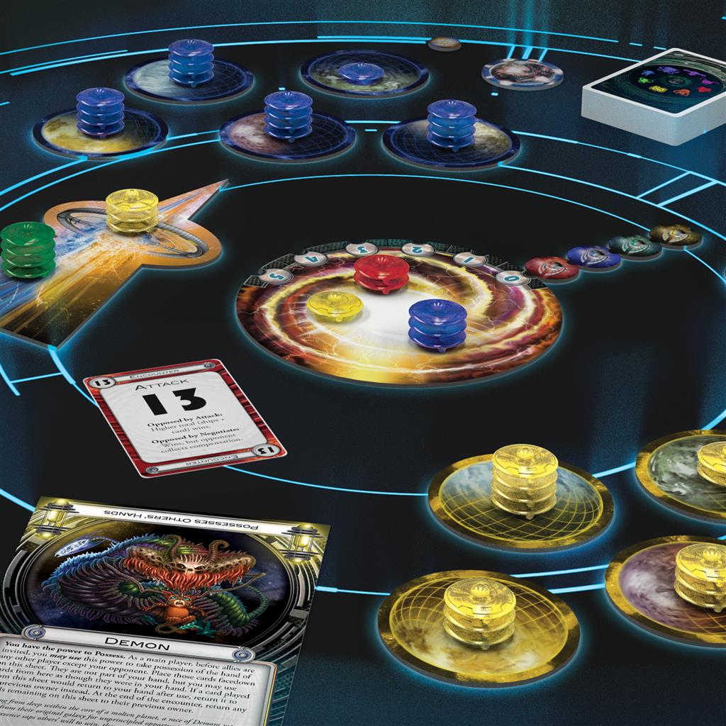 Cosmic Encounter game board and alien planets