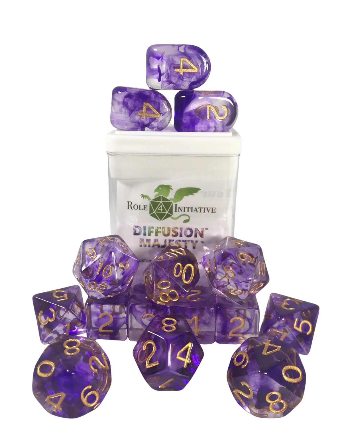 Polyhedral Dice: Diffusion Majesty - Set of 15 | Elderwoods