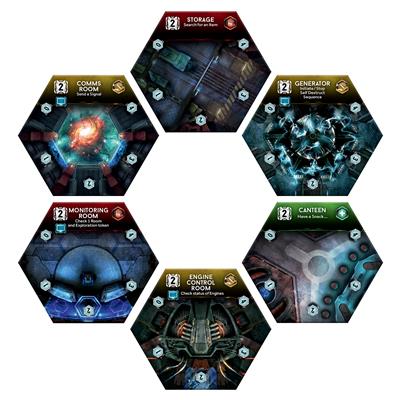 Nemesis cooperative survival game board and spaceship rooms