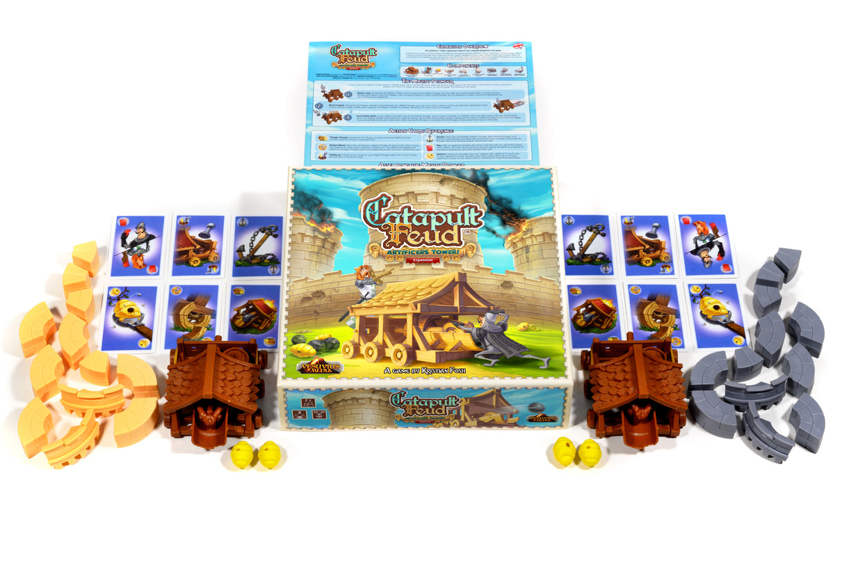 Catapult Feud: Artificer's Tower Expansion board game 3D tower structure and pieces