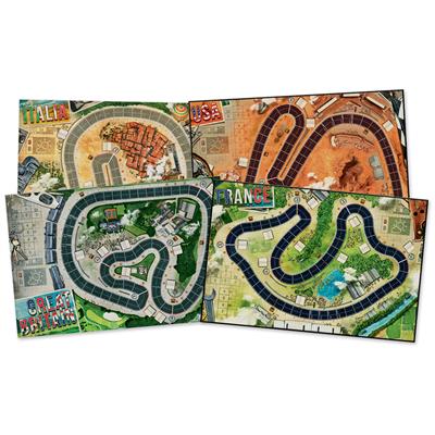 Heat - Pedal to the Metal game components and racing tracks