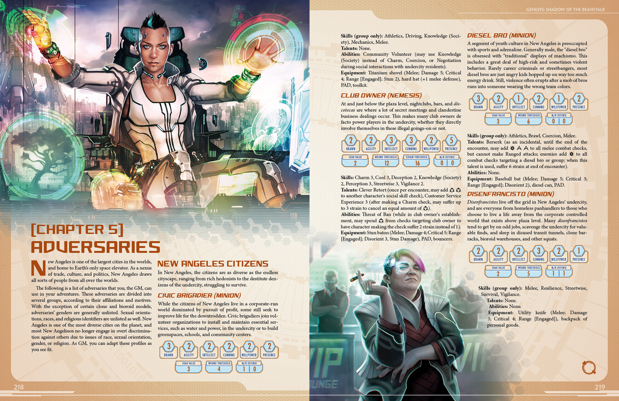 Genesys: Android - Shadow of the Beanstalk RPG New Angeles cityscape