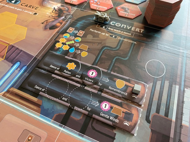 Apiary dance tiles and exploration tokens