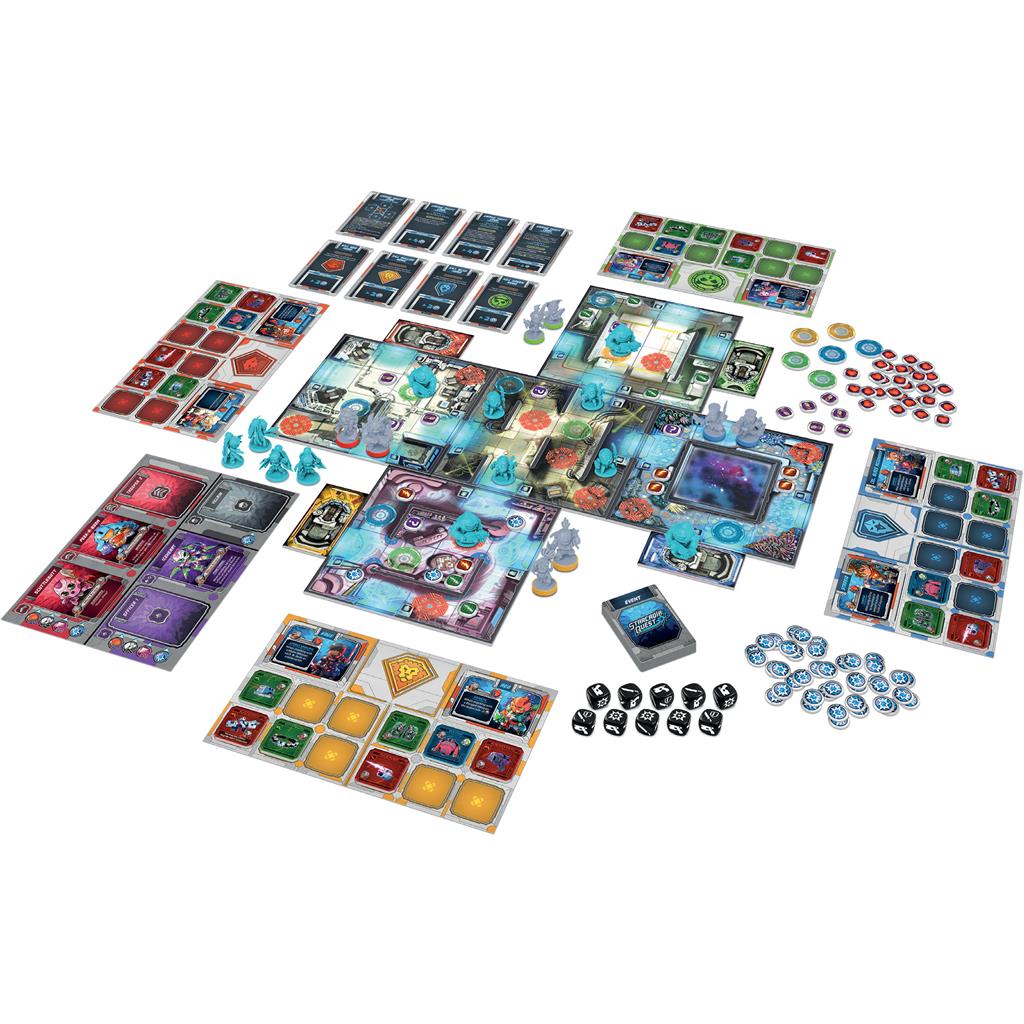 Starcadia Quest gameplay setup with space station tiles