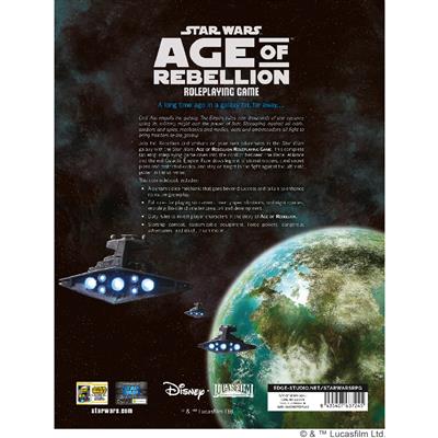 Star Wars - Age of Rebellion RPG: Core Rulebook RPG back cover with content overview