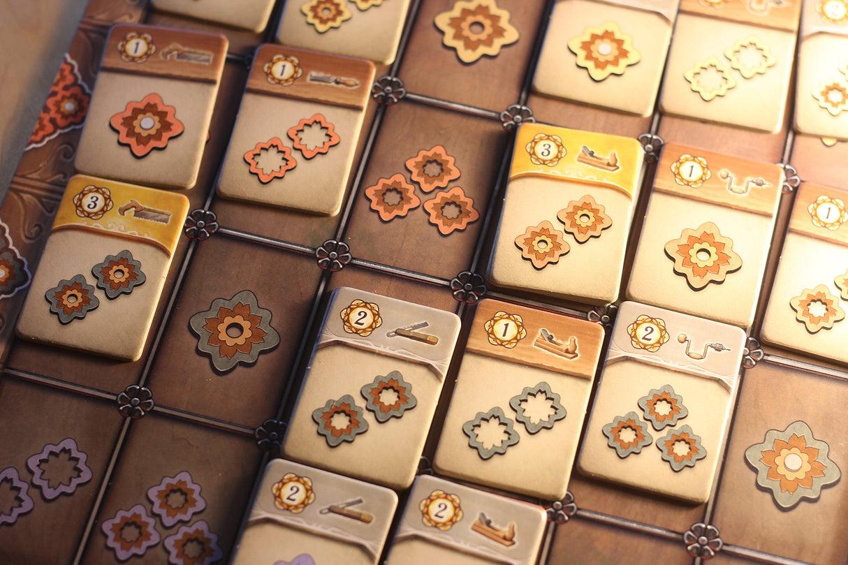 Intarsia game board and crafting pieces