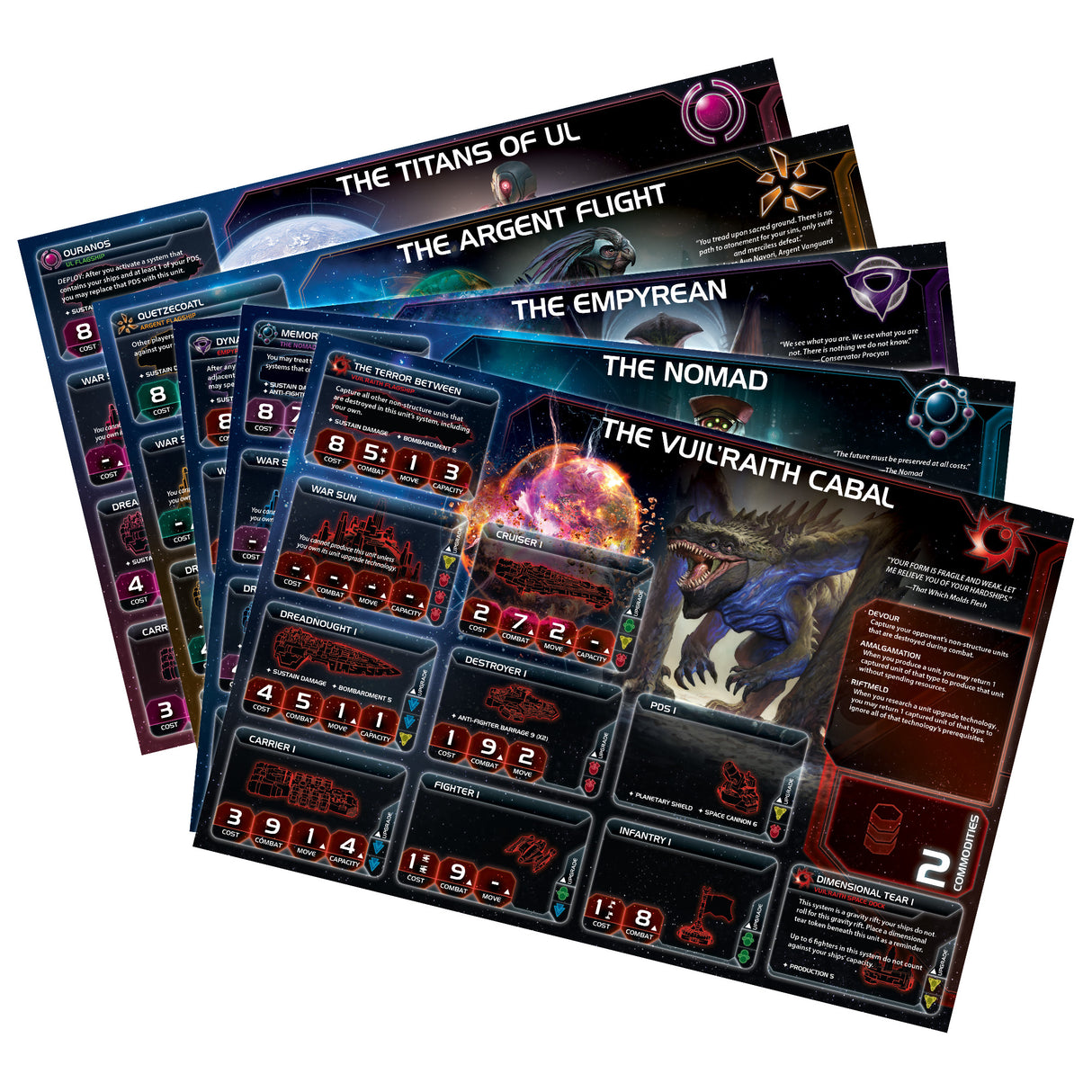 Twilight Imperium: Prophecy of Kings game components and cards