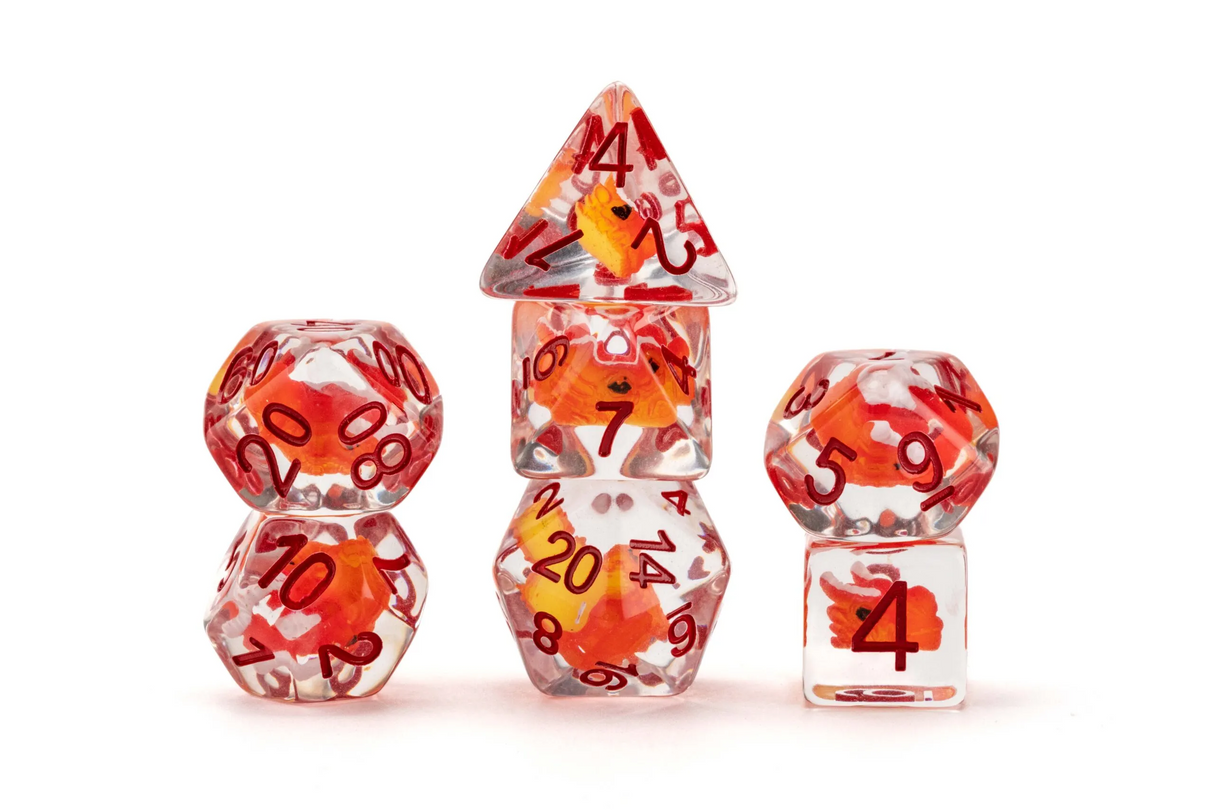 Dragon Storm Inclusion Resin Dice Set: Red Dragon detailed view