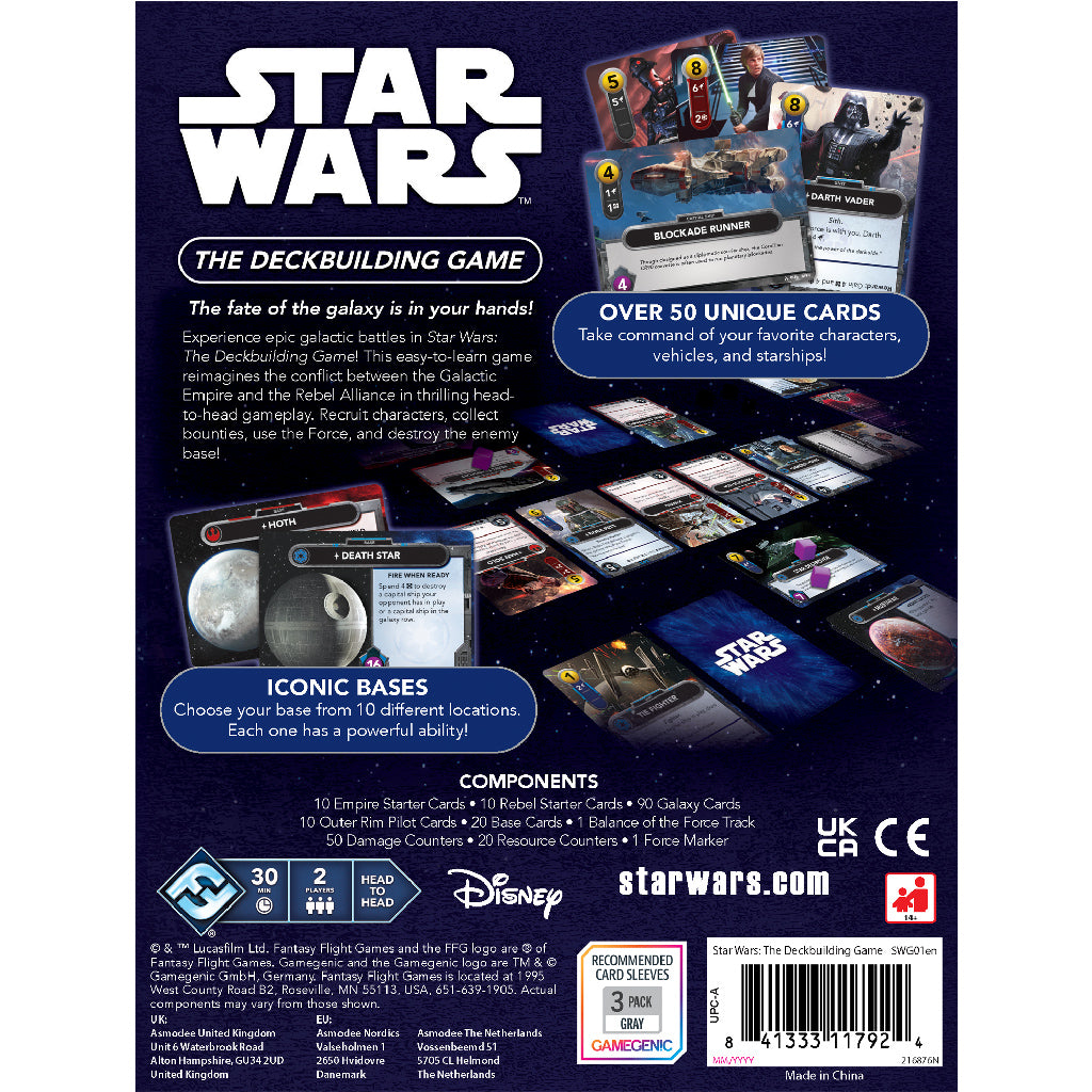 Star Wars The Deckbuilding Game board game cards and components