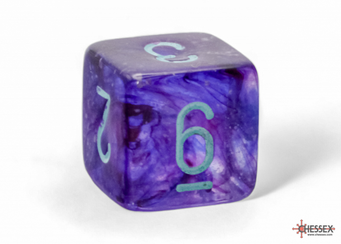 Chessex - Mega-Hedral Nebula Nocturnal/Turquoise Luminary 7-Die Set d6