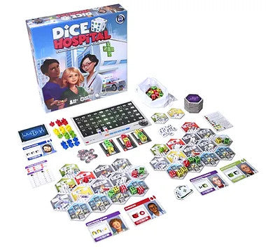 Dice Hospital game components and patient dice