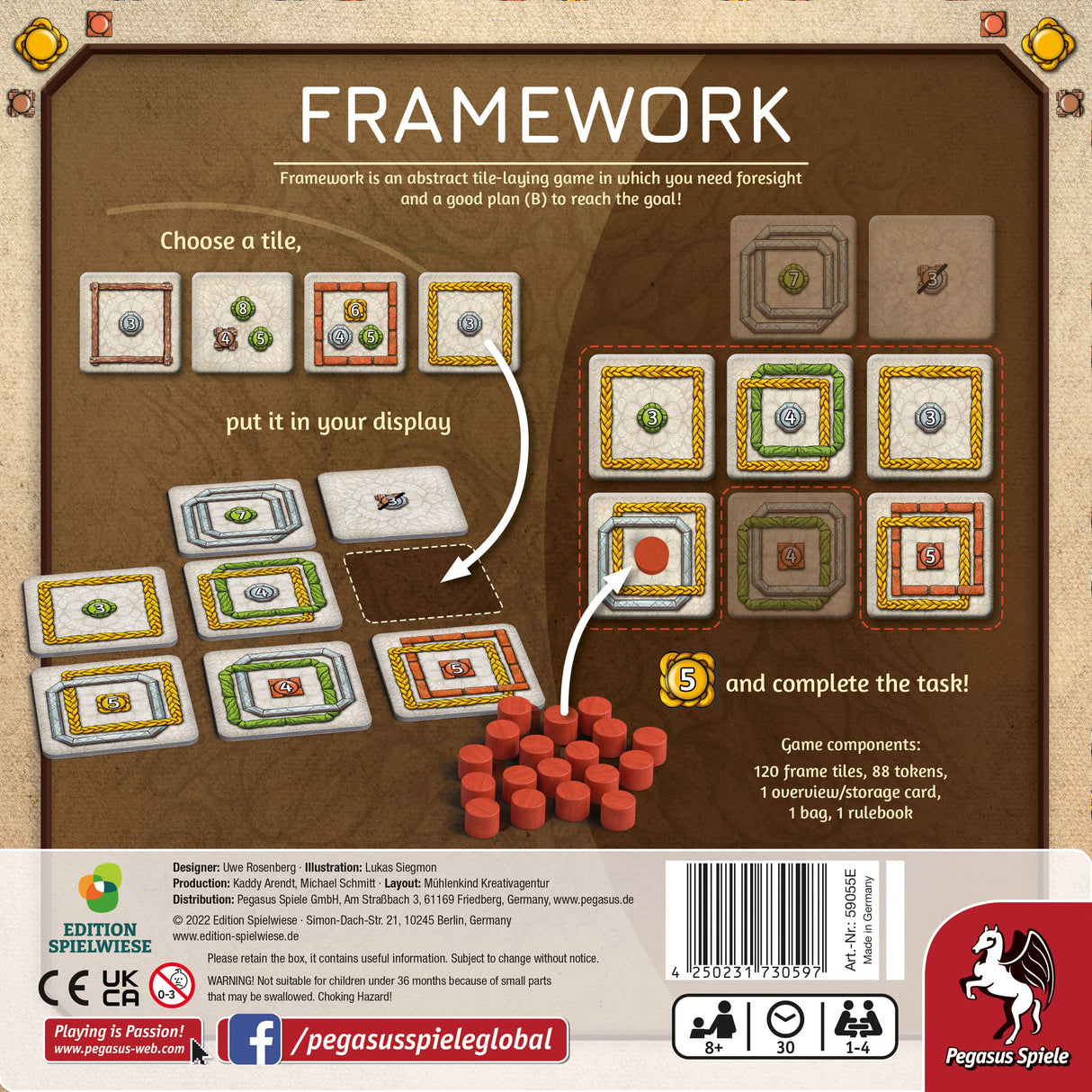 Framework board game box showing colorful geometric puzzle design and components