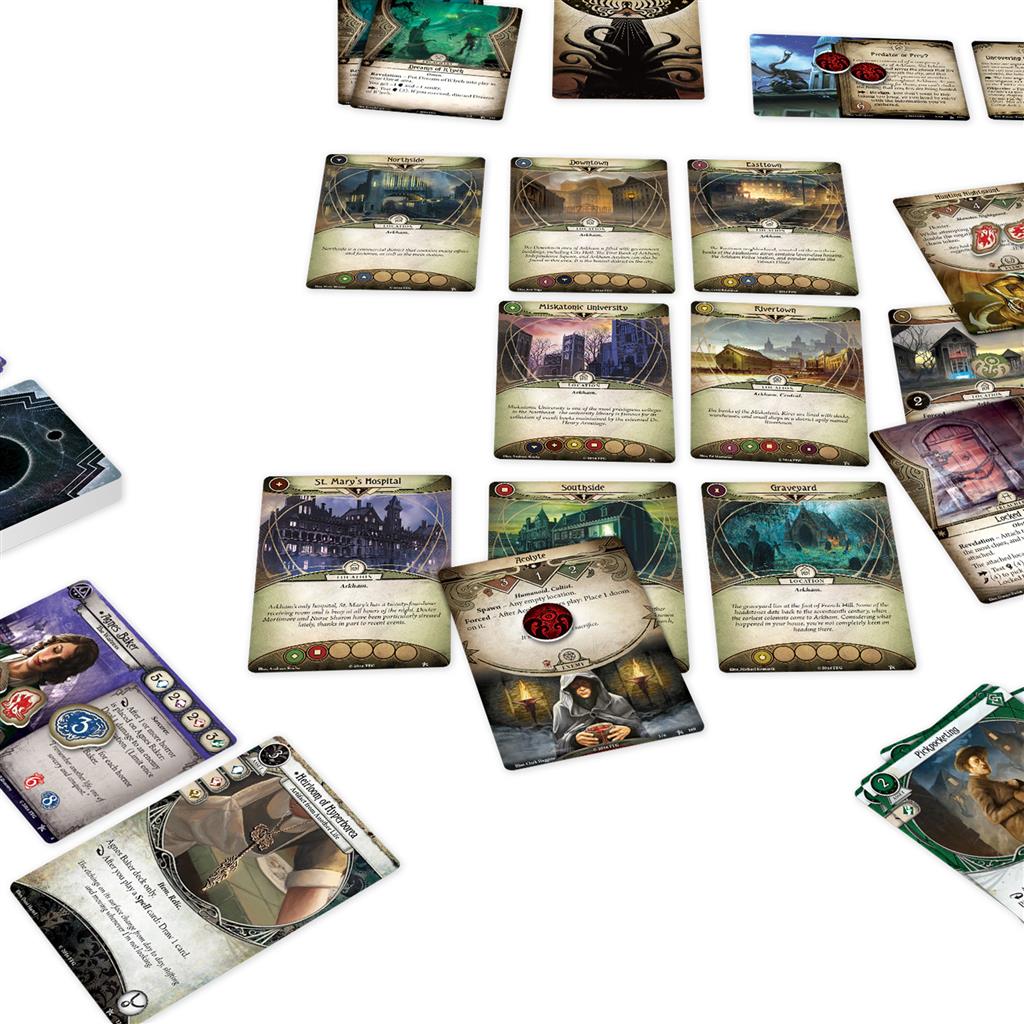 Arkham Horror: The Card Game RPG box showing Lovecraftian horror artwork