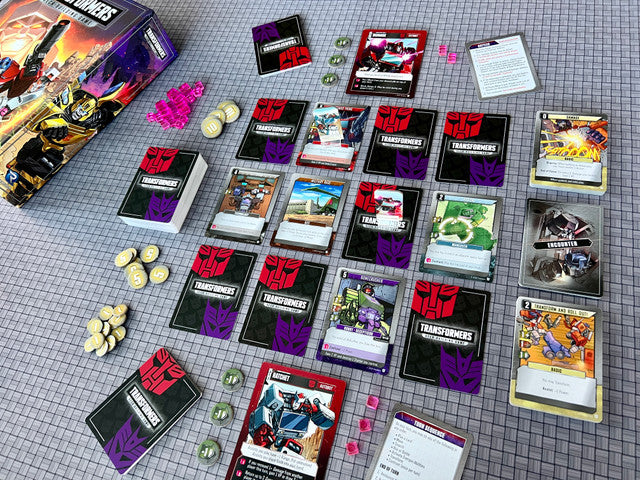 Transformers DBG board game cards and gameplay elements
