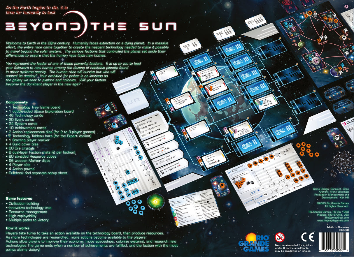 Beyond the Sun detailed game pieces and player boards
