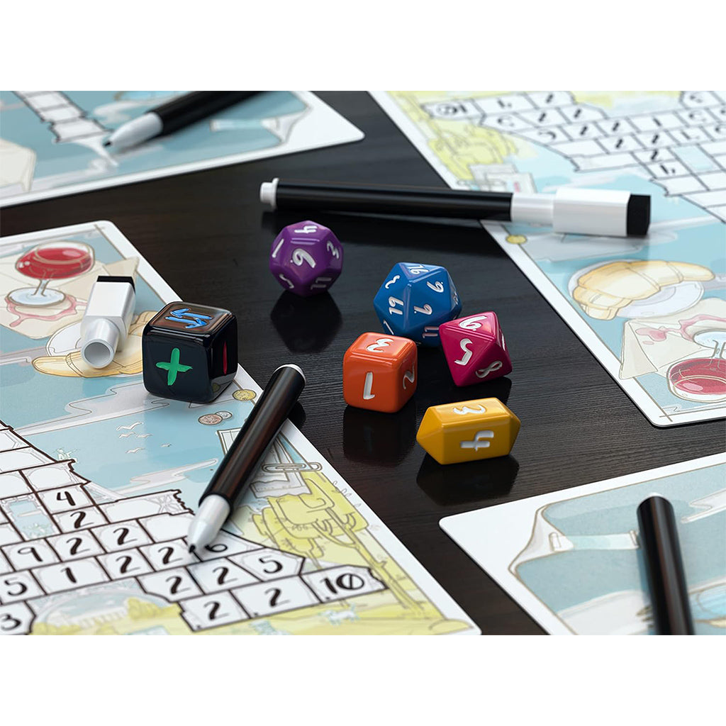 Roll to the Top board game box showing dice rolling and climbing theme