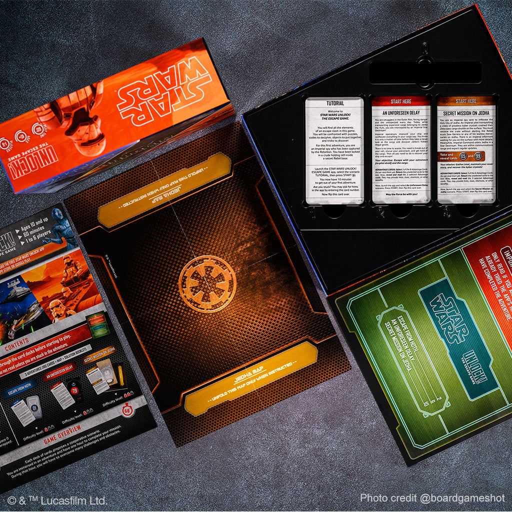 UNLOCK!: Star Wars board game puzzle cards and gameplay elements