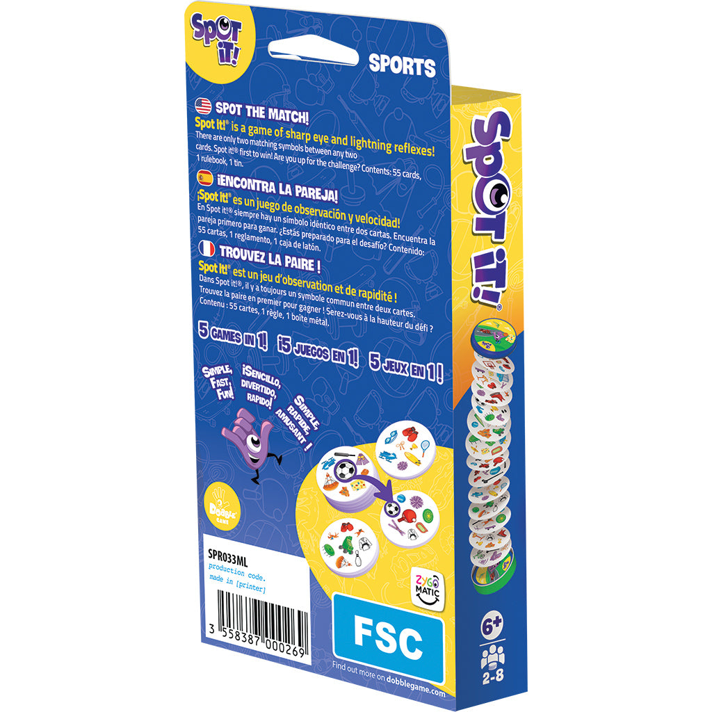 Spot It! Sports board game gameplay showing matching card mechanics