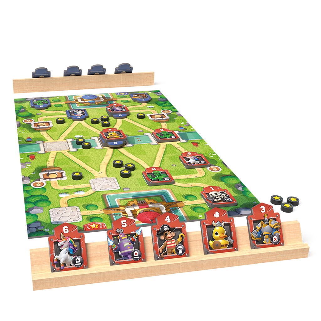 Toy Battle board game pieces and layout