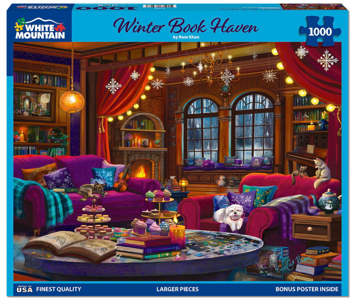 Winter Book Haven - 1000 Piece Jigsaw Puzzle White Mountain