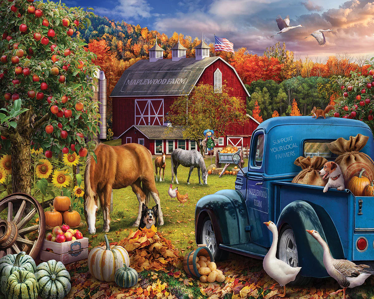 Maplewood Farm in Fall - 1000 Piece Jigsaw Puzzle White Mountain