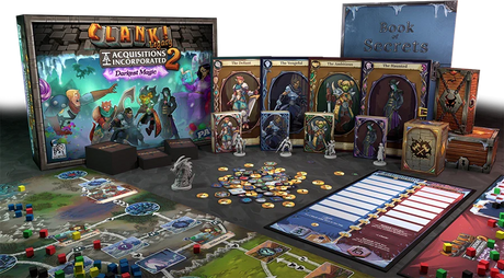 Clank: Legacy - Acquisitions Incorporated 2 - Darkest Magic board game components and game board