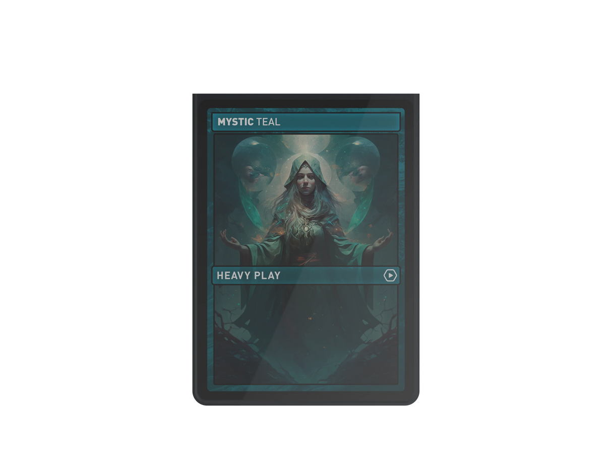 Heavy Play Curv Sleeves - Mystic Teal (100) showing packaging and sleeve details