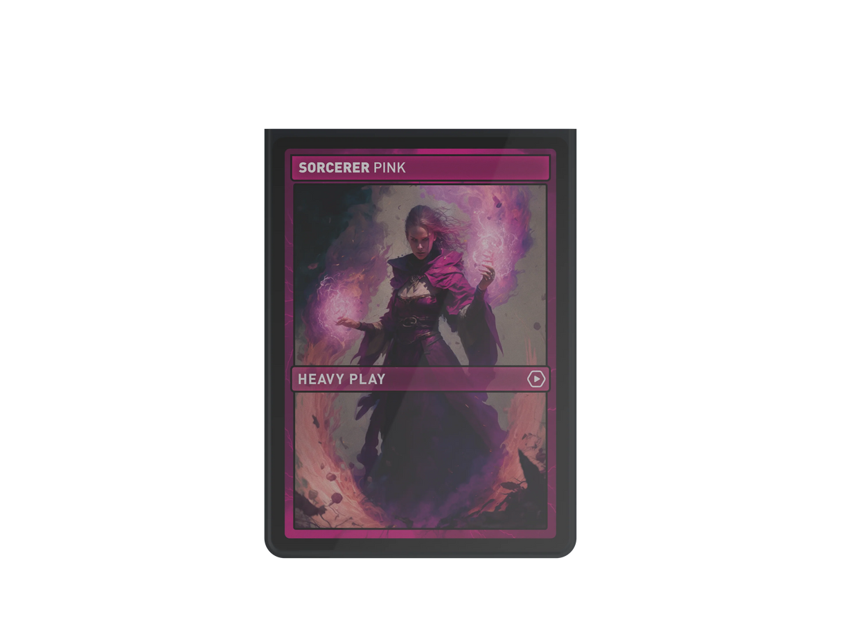 Heavy Play Curv Sleeves - Sorcerer Pink (100) showing packaging and sleeve details