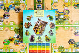 Board game with a 'Sanctuary' theme featuring animals and hexagonal tiles.