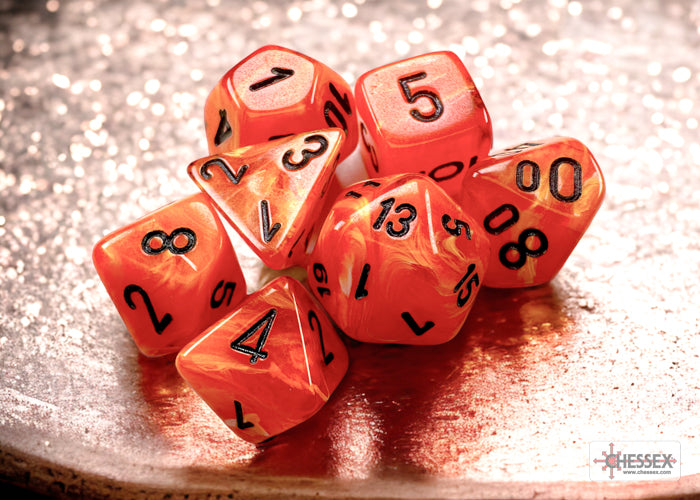 Chessex Mini Vortex 7-Die Set Orange/Black