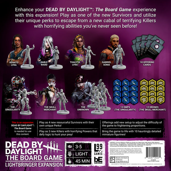 Dead by Daylight: Lightbringer board game miniature figurines survivors and killers detail