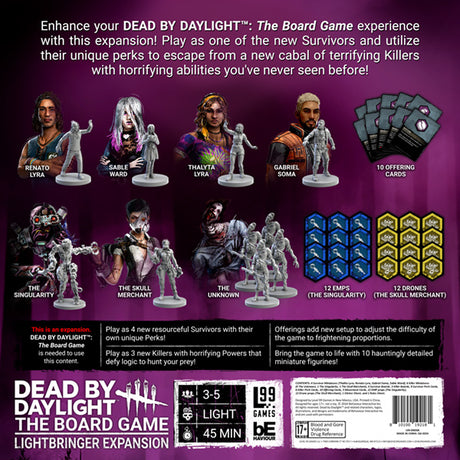 Dead by Daylight: Lightbringer board game miniature figurines survivors and killers detail