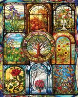 Four Season Stained Glass - 1000 Piece Jigsaw Puzzle White Mountain