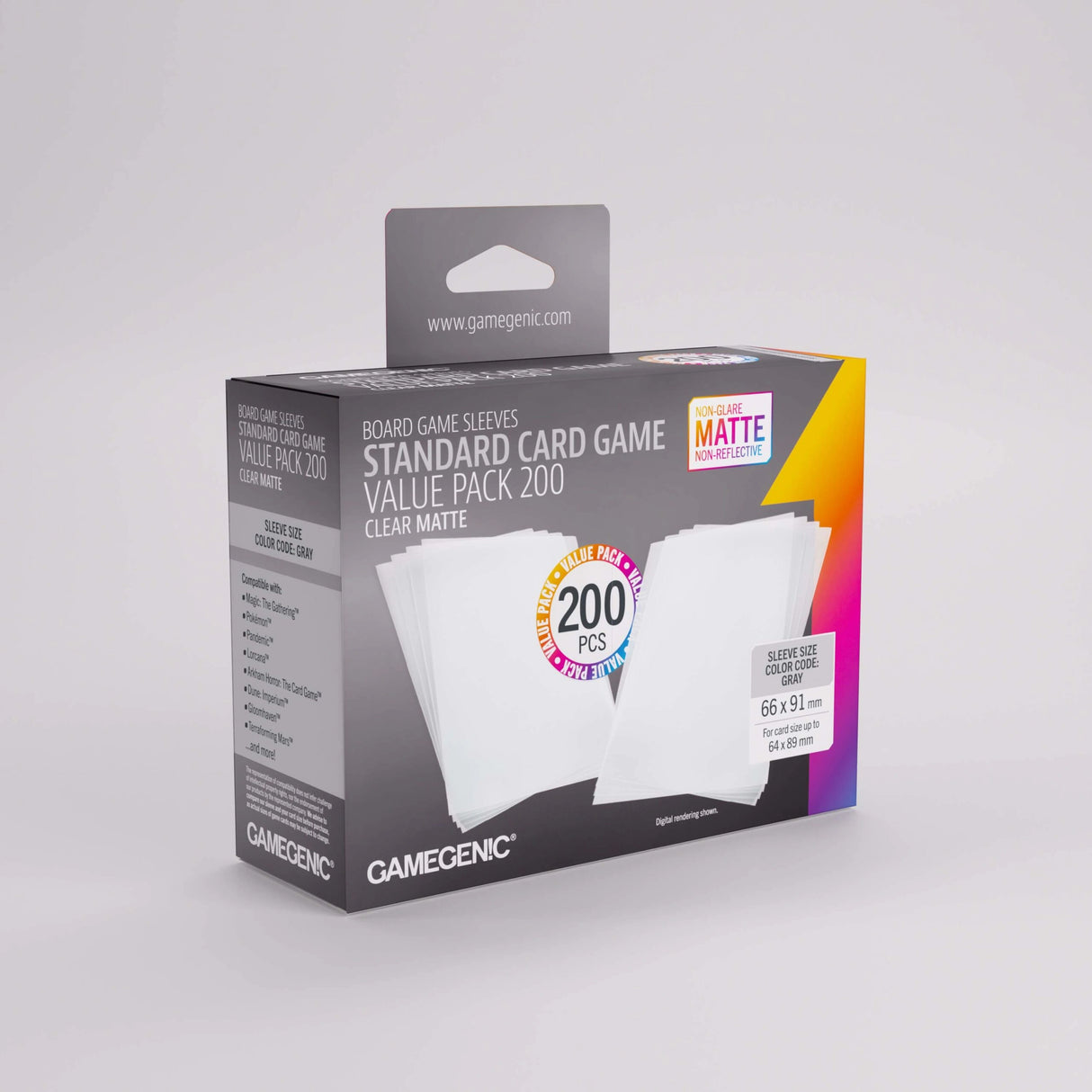 Gamegenic Clear Standard Card Game Size Matte Sleeves 200ct Value Pack | Elderwoods
