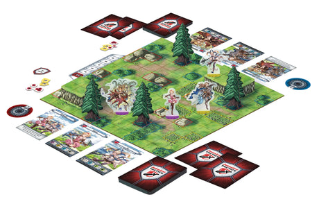 Japanime Tactics: Granblue Fantasy - Djeeta Starter Set isometric game setup with miniatures and terrain