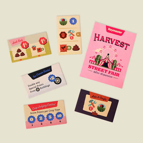 Harvest: Street Fair Mini Expansion board game fair tiles and components