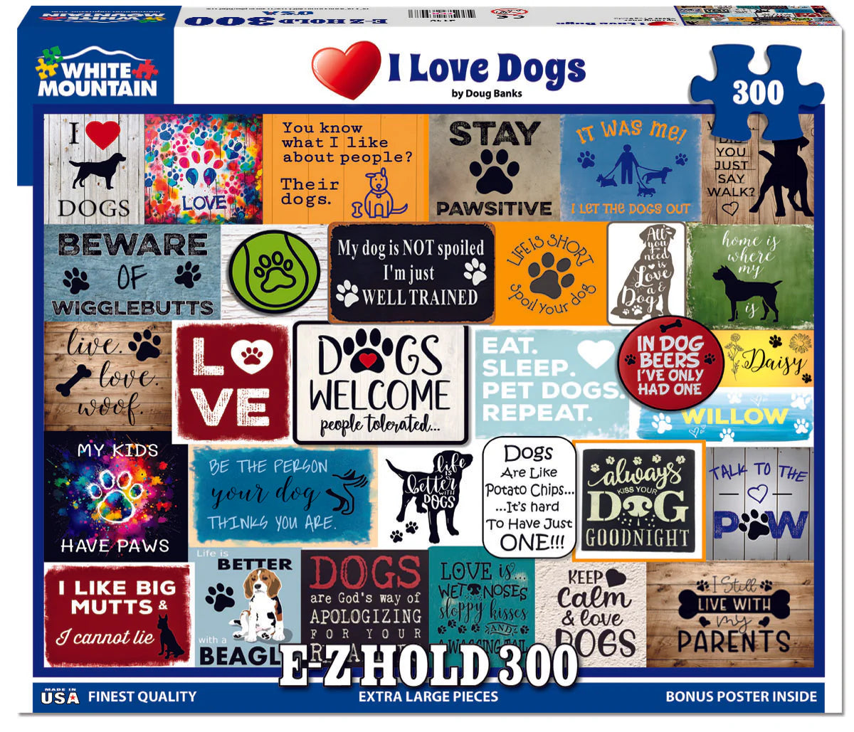 I Love Dogs - 300 Piece Jigsaw Puzzle White Mountain completed puzzle image